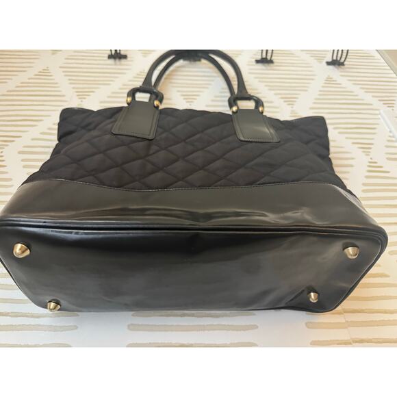 Burberry Prosum Quilted Nylon Black Leather Gold Hardware Tote - Picture 8 of 12